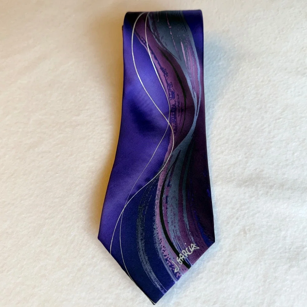 J Garcia‎ Hieroglyphics Men's Necktie Purple Black Silk Limited Edition Desiger